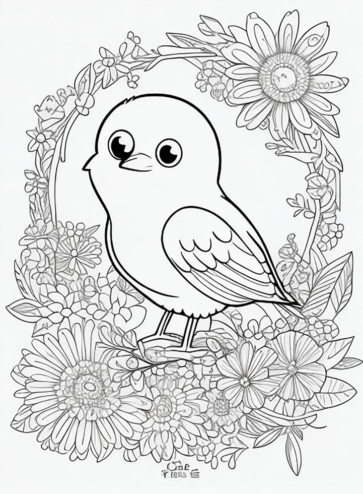 cute Bird for kids coloring page photo