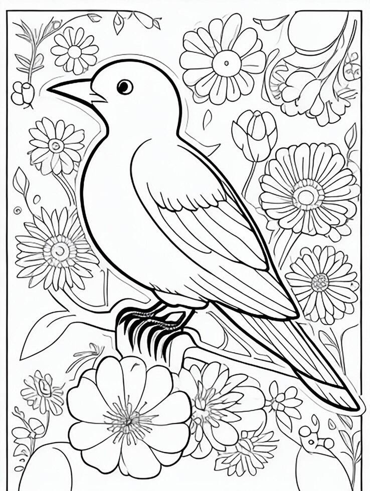 cute Bird for kids coloring page photo