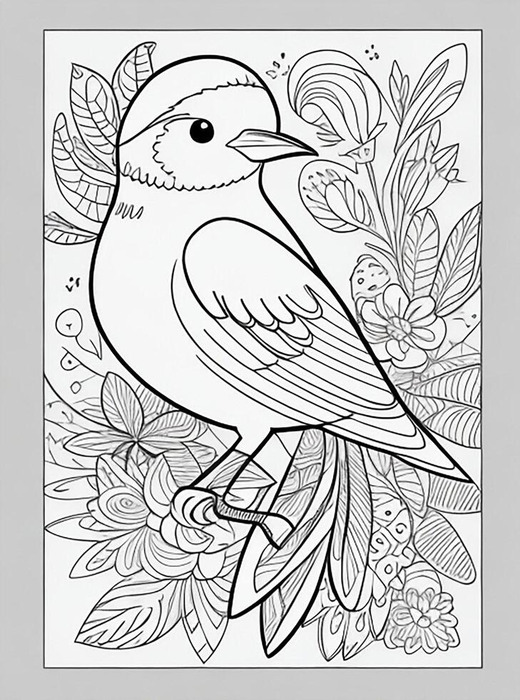 cute Bird for kids coloring page photo