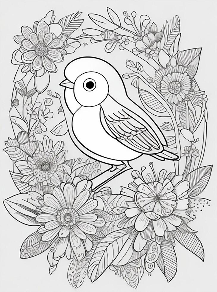 cute Bird for kids coloring page photo