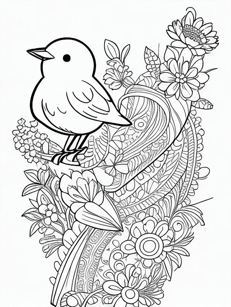 cute Bird for kids coloring page photo