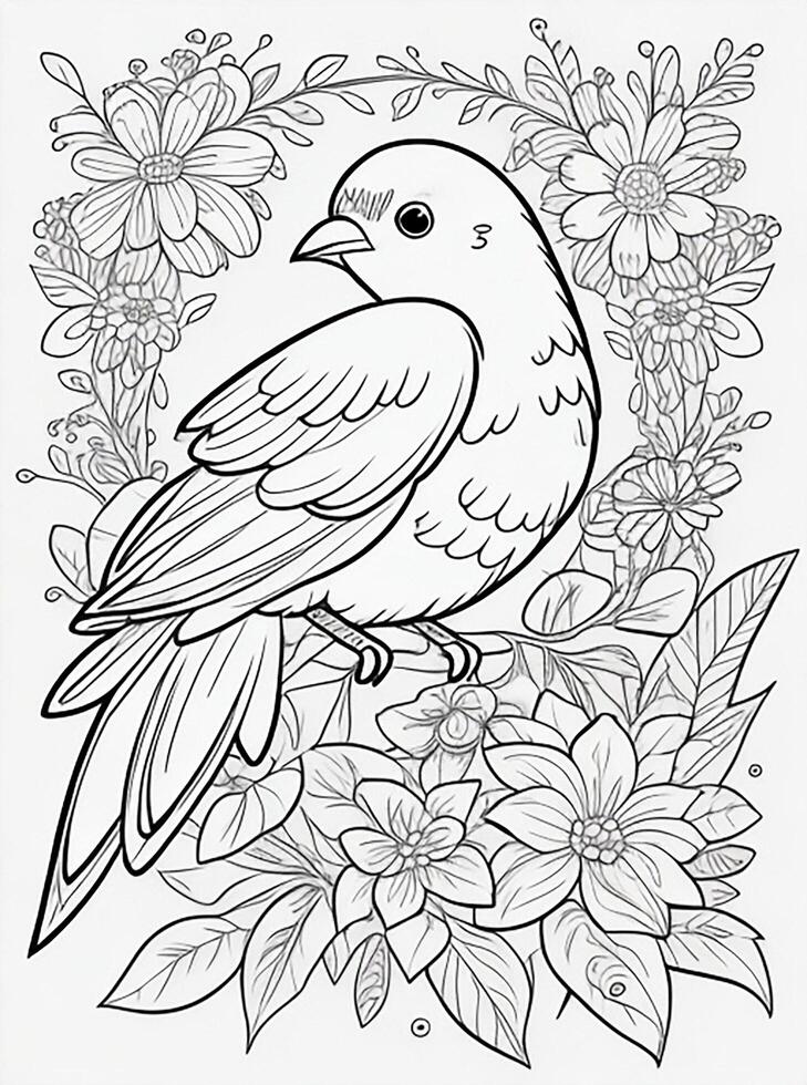 cute Bird for kids coloring page photo