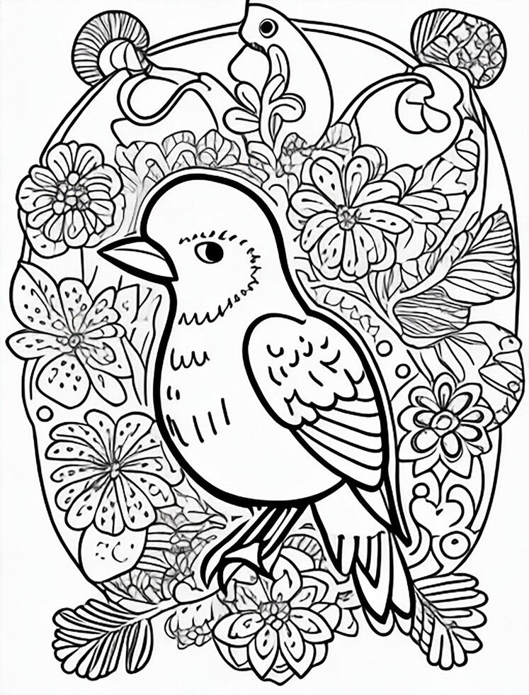 cute Bird for kids coloring page photo