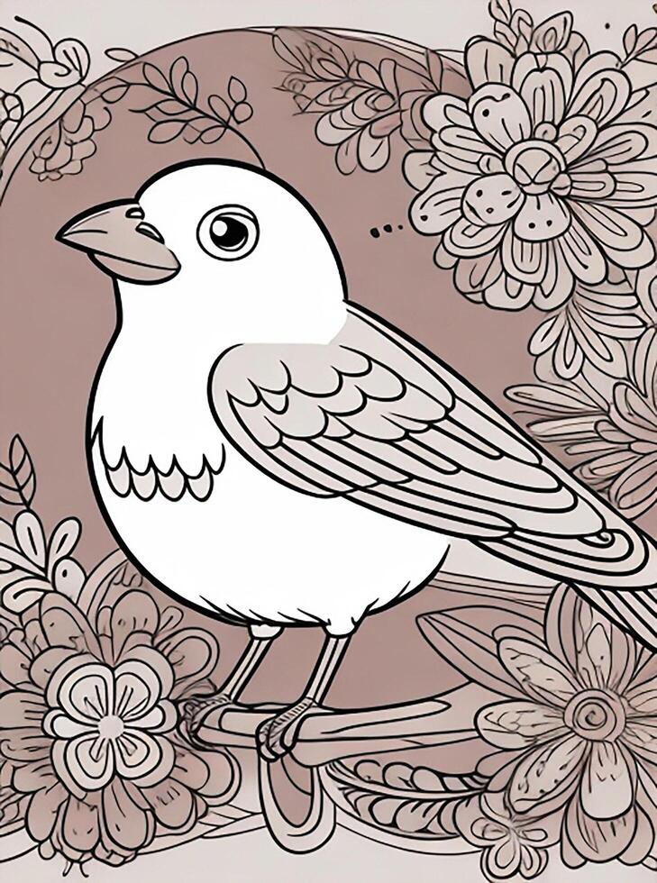 cute Bird for kids coloring page photo