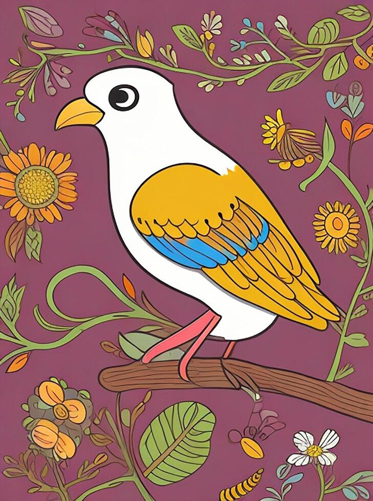 cute Bird for kids coloring page photo