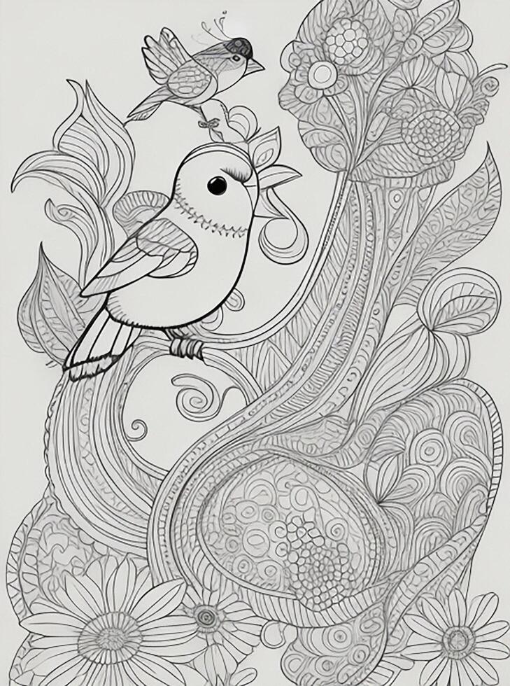 cute Bird for kids coloring page photo