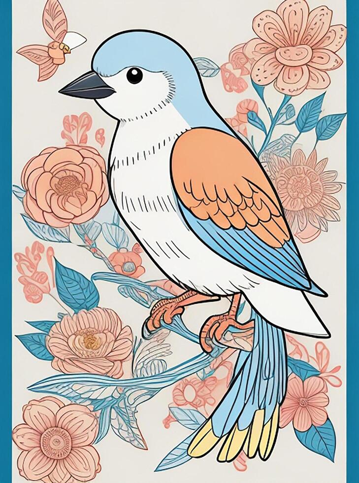 cute Bird for kids coloring page photo