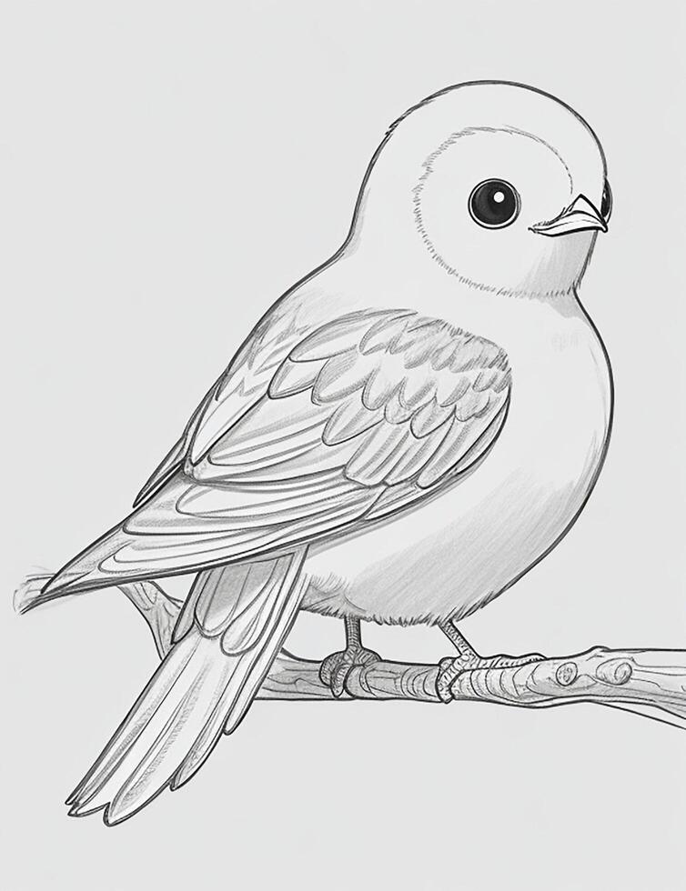 cute Bird for kids coloring page photo