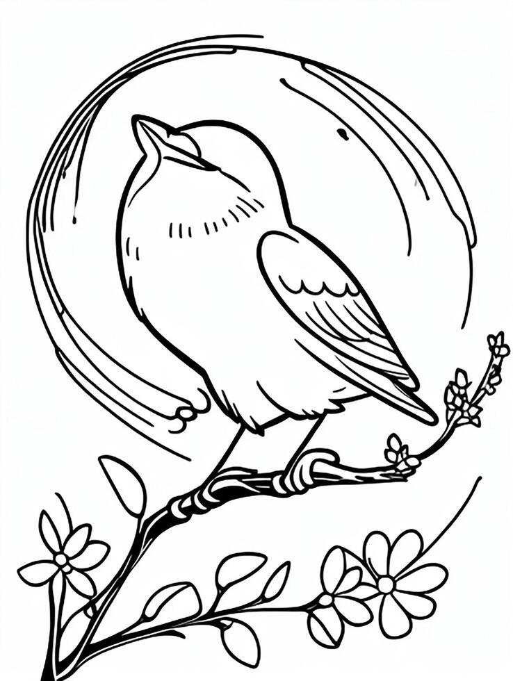 cute Bird for kids coloring page photo