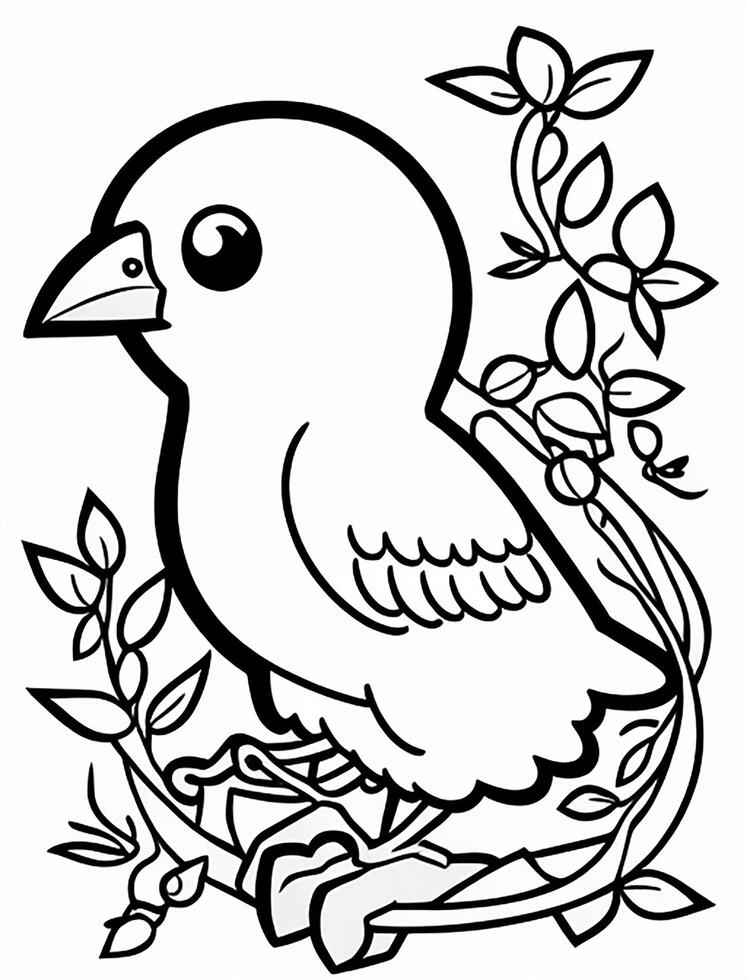 cute Bird for kids coloring page photo