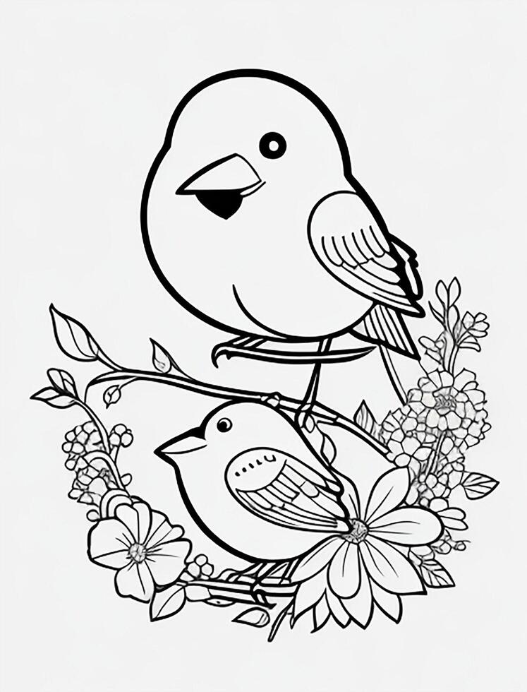 cute Bird for kids coloring page photo