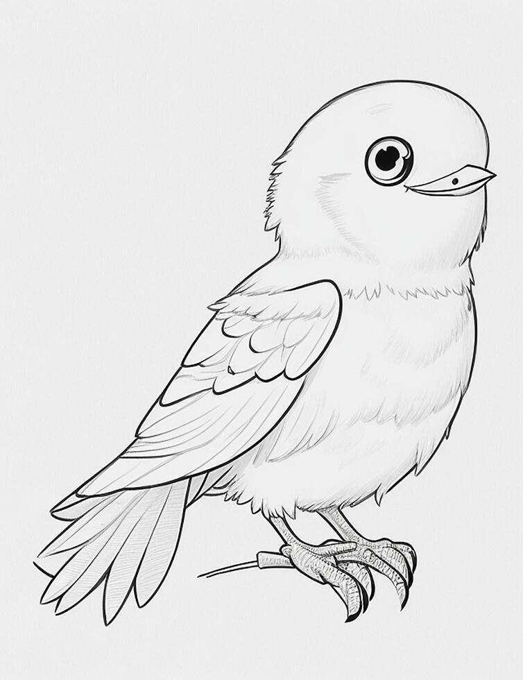 cute Bird for kids coloring page photo