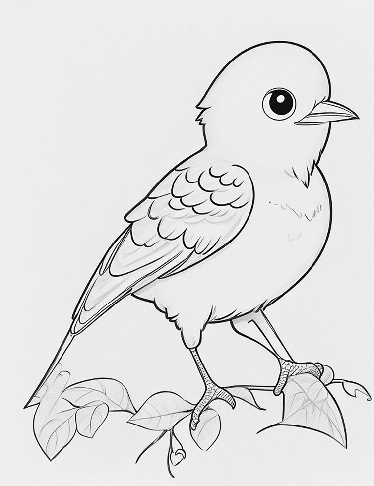 cute Bird for kids coloring page photo