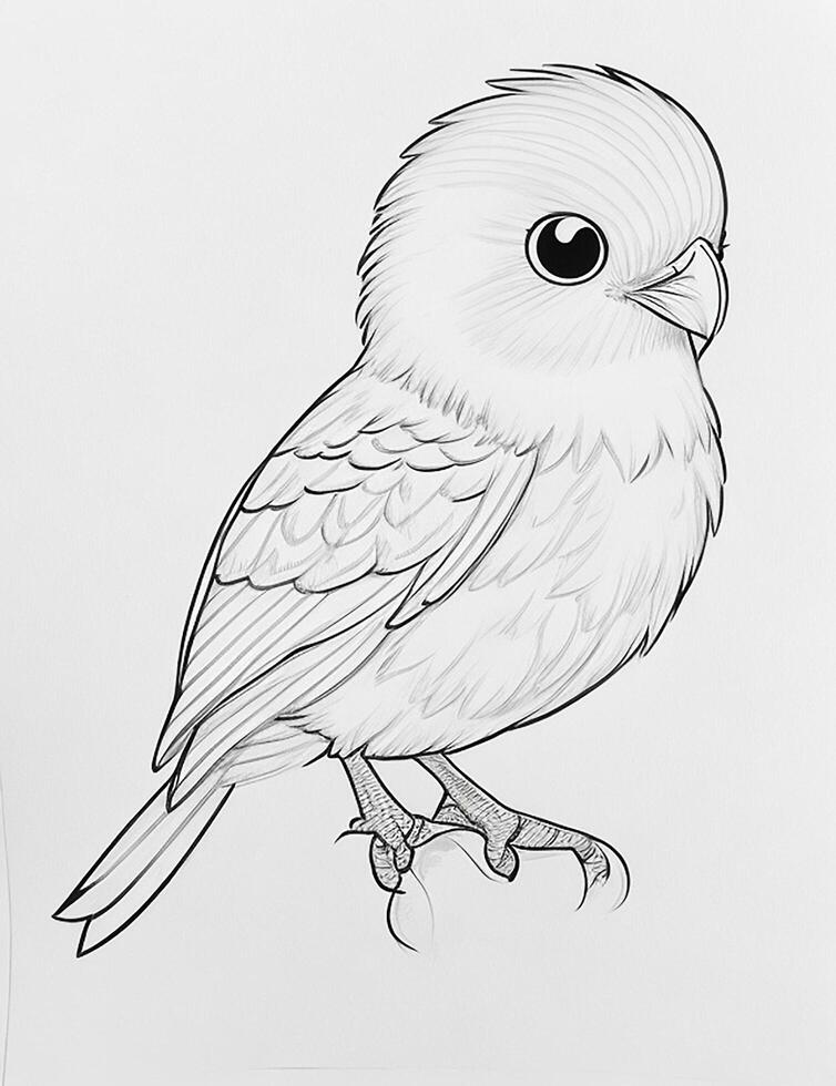 cute Bird for kids coloring page photo