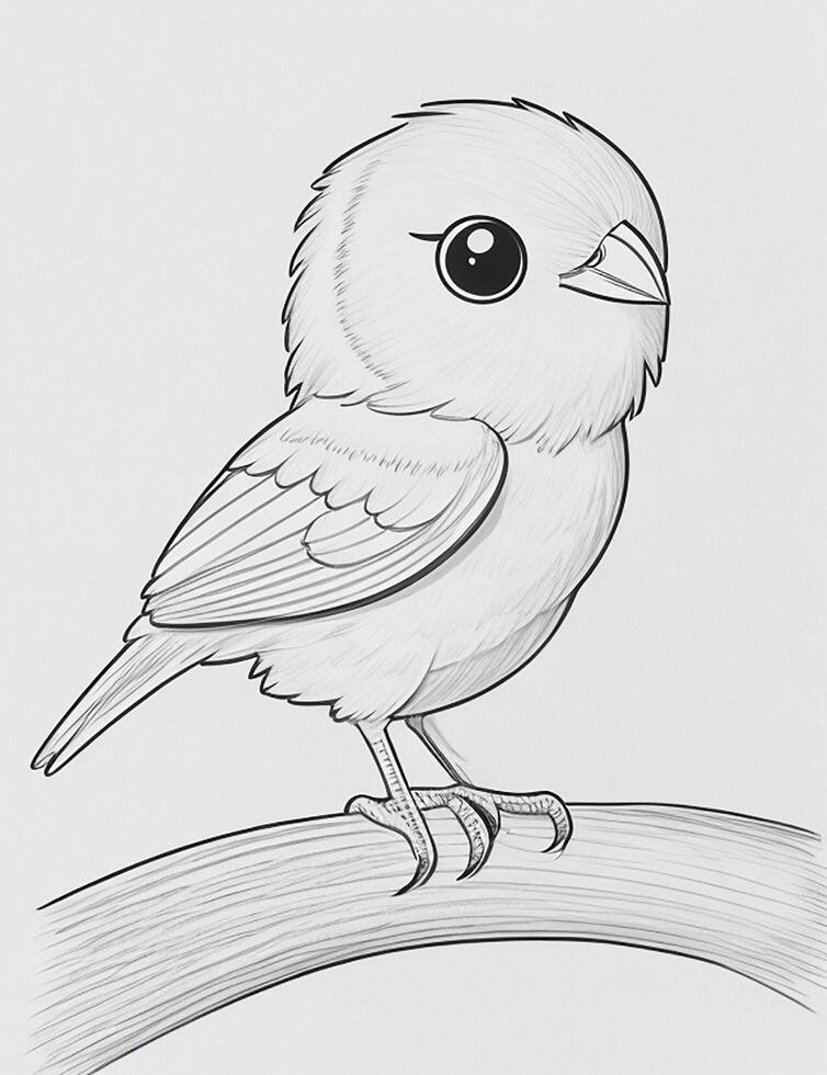 cute Bird for kids coloring page photo