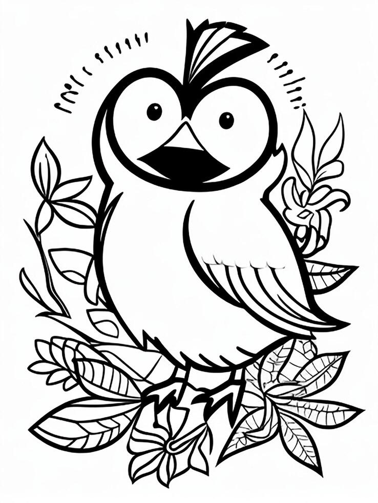 cute Bird for kids coloring page photo