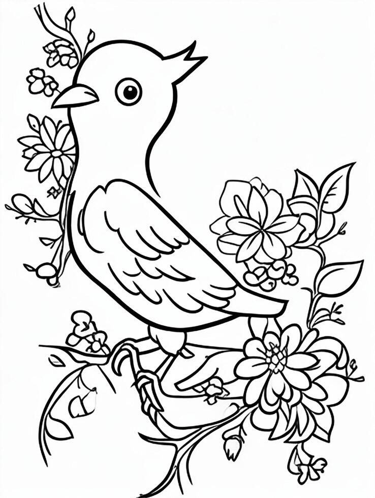 cute Bird for kids coloring page photo