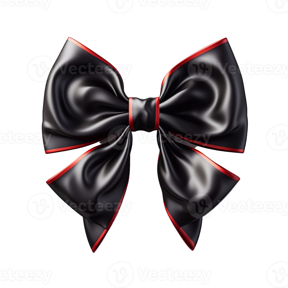 Black silk bow isolated. Concept of black friday, discounts and sales.AI Generated png