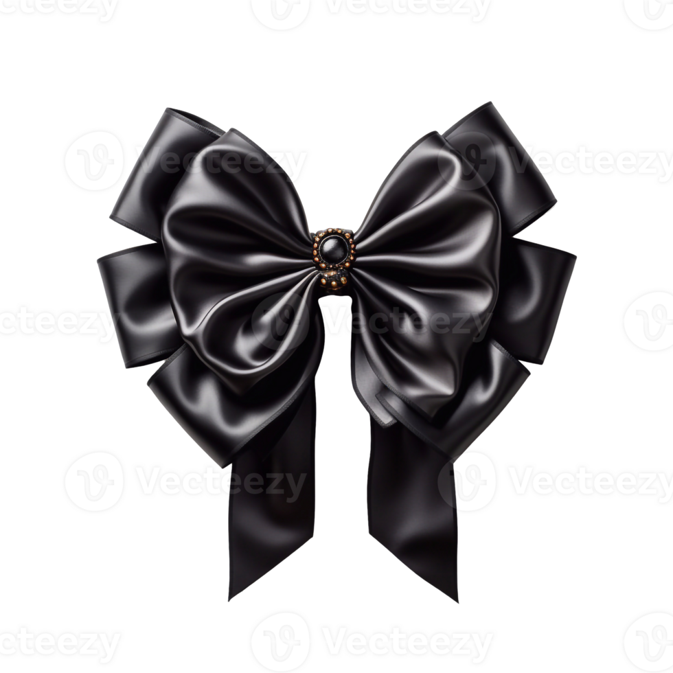 Black silk bow isolated. Concept of black friday, discounts and sales.AI Generated png