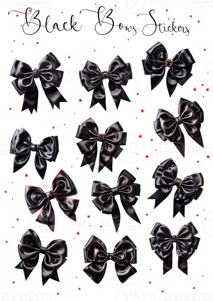 Stickers Black Silk Bows isolated.Concept of black friday,discounts and sales png