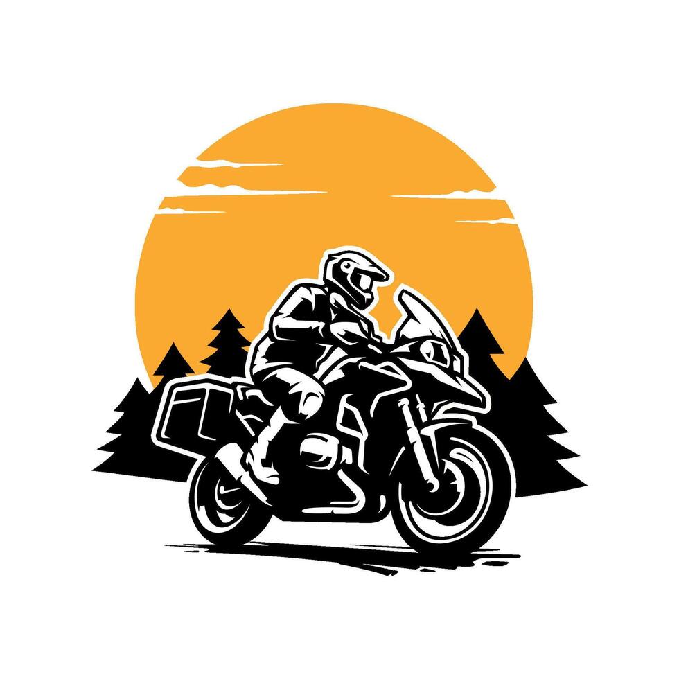 Adventure Motorbike Illustration Logo Vector