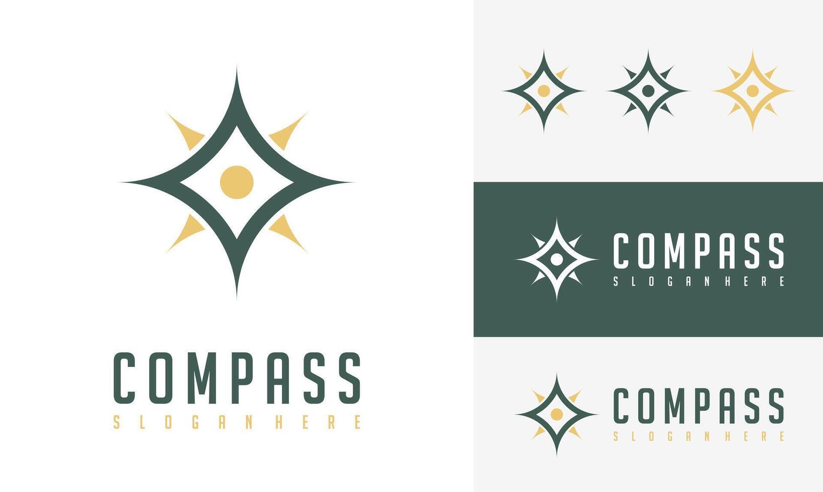 Compass logo vector modern navigation symbol. Compass illustration icon simple design.