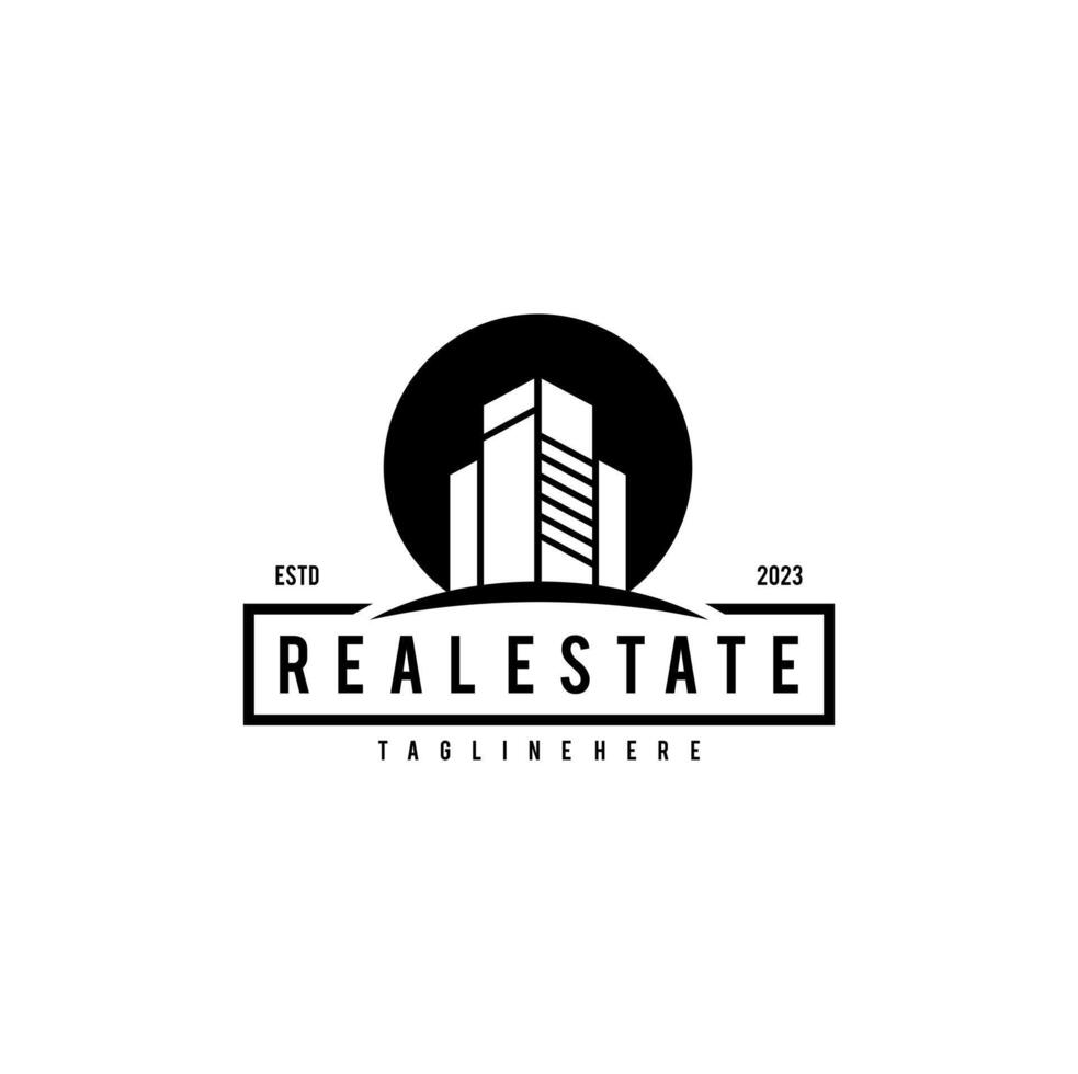 Real Estate Apartment Building Logo Vintage Design.  Concept Template for Property Real Estate Company. vector