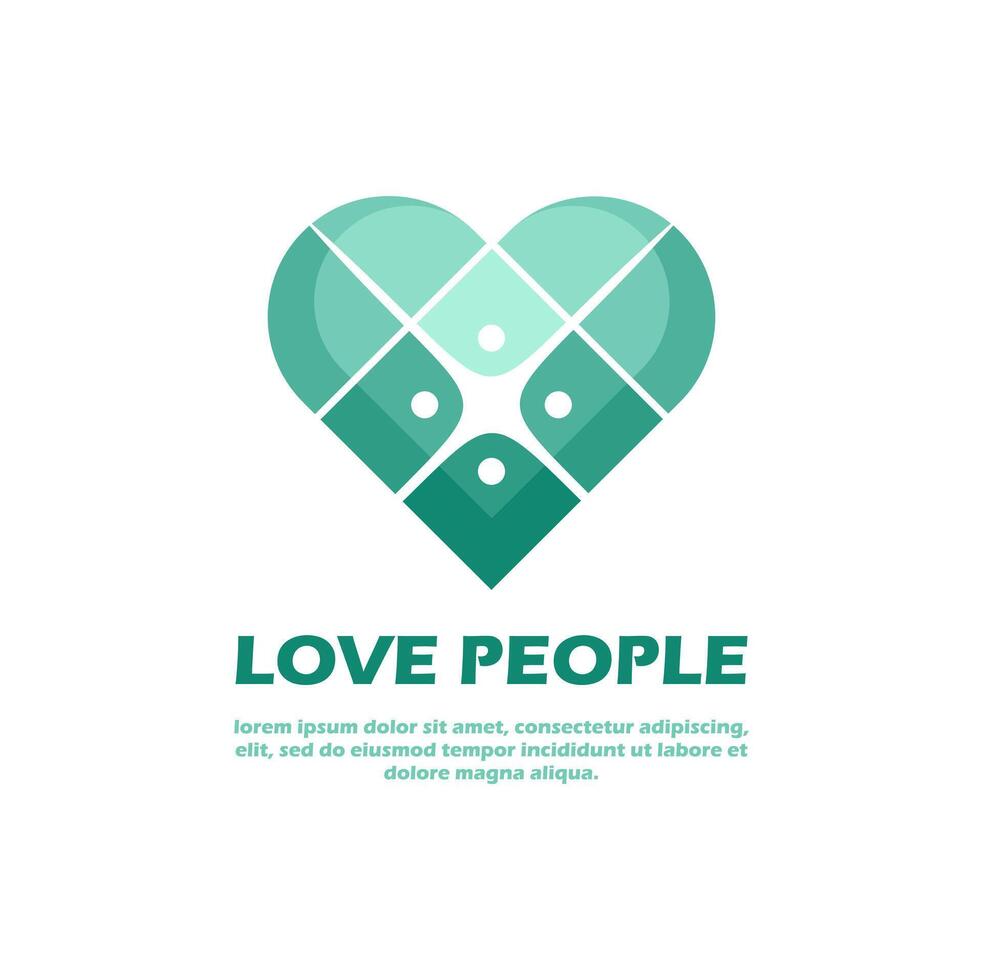 amor personas logo sencillo ilustración. corazón concepto. combinación corazón forma y humano personas icono. vector