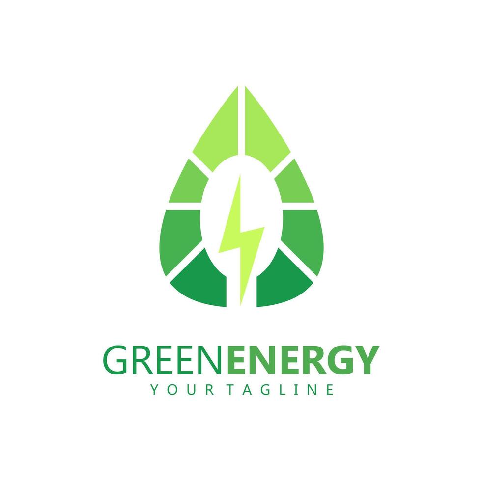 eco power company vector illustration. green energy logo template design. simple logo of leaf and electric charge icon.