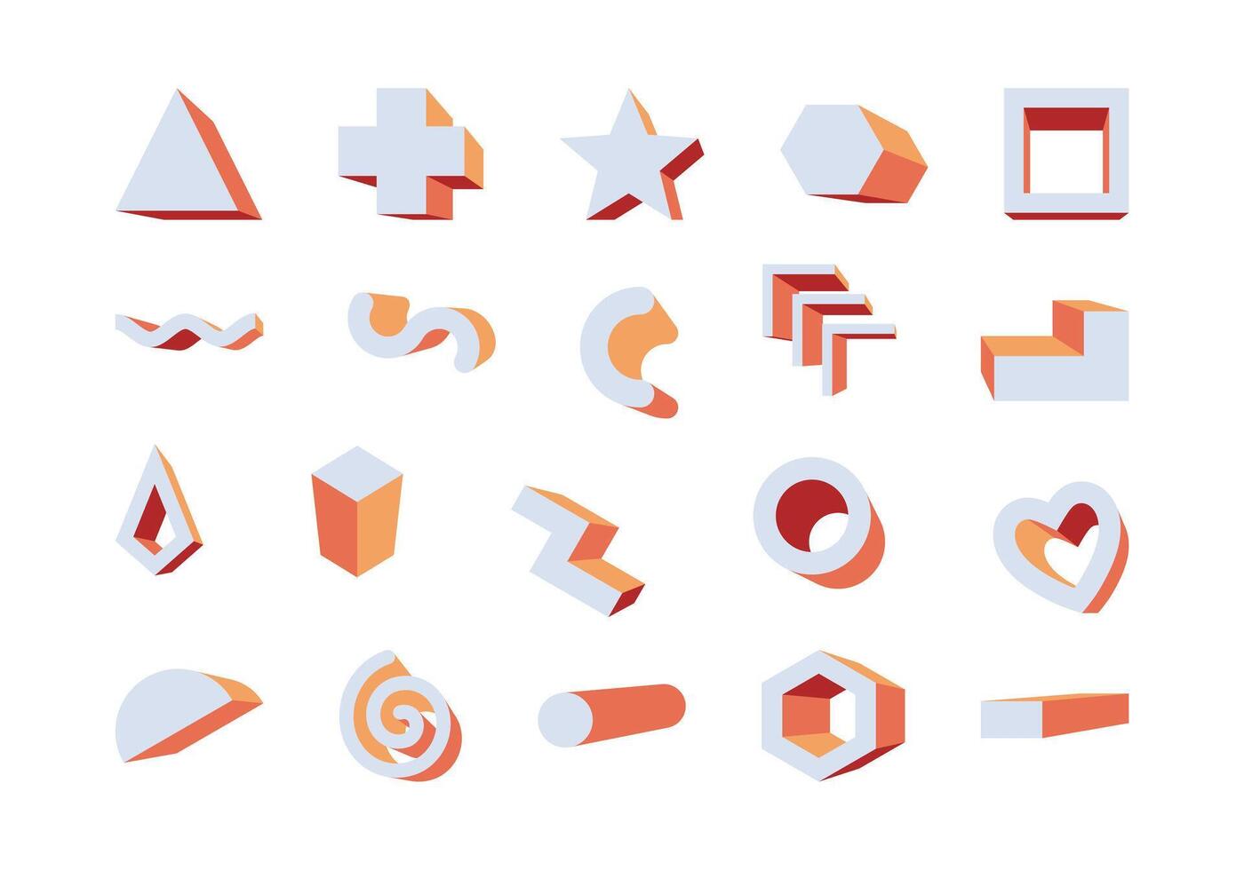 Geometric Memphis Extrude Element Set vector