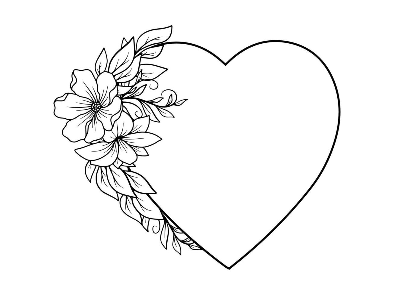 Bouquet Flower Outline Valentine Day Illustration vector