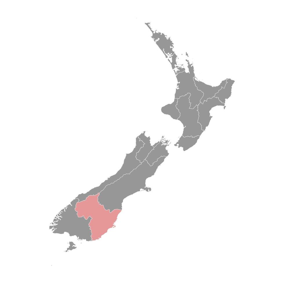 Otago Region map, administrative division of New Zealand. Vector illustration.