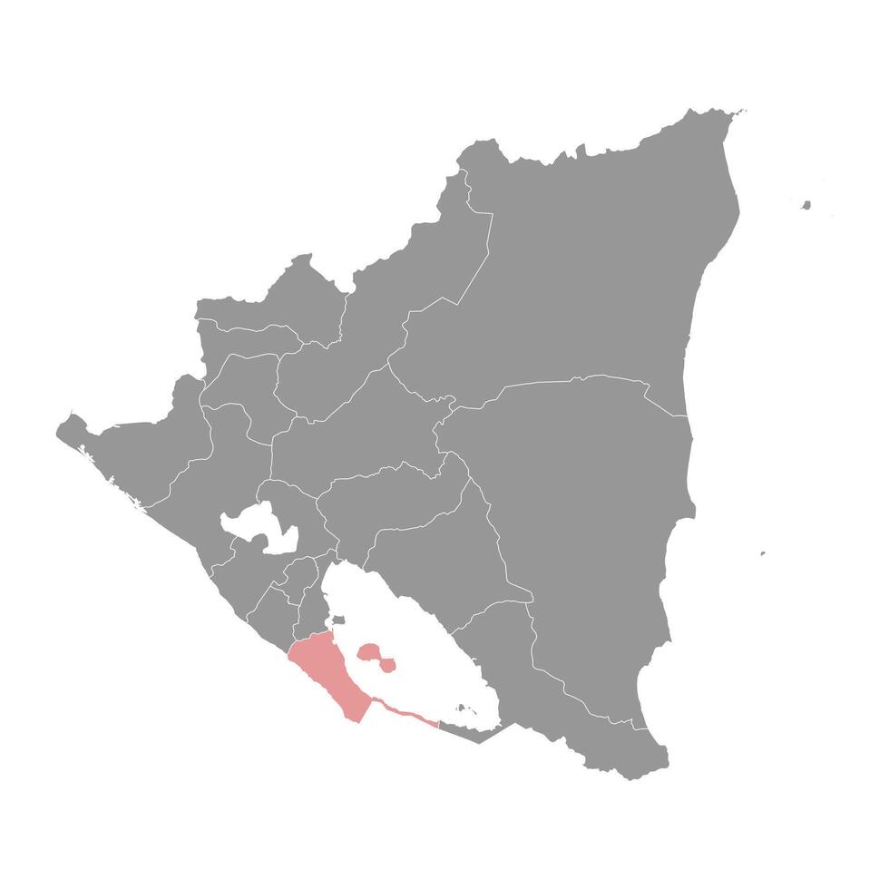 Rivas Department map, administrative division of Nicaragua. Vector illustration.