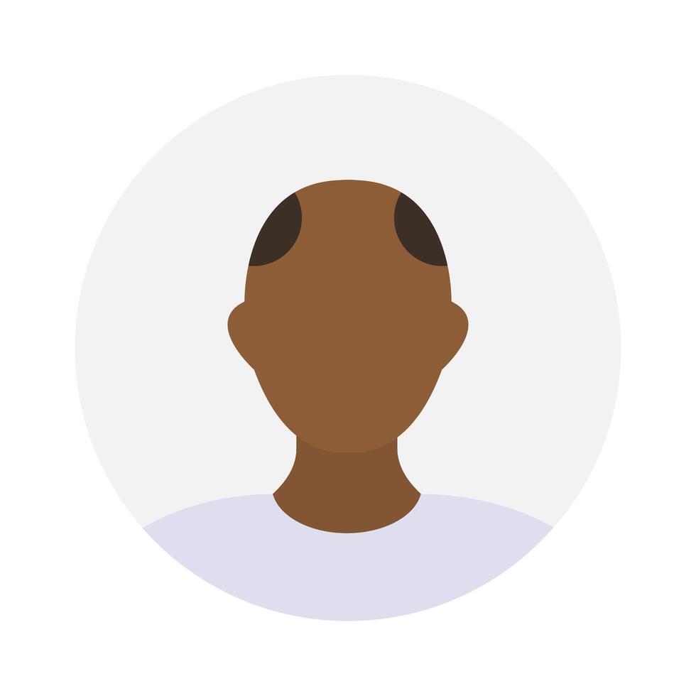 Empty face icon avatar with bald patch. Vector illustration.