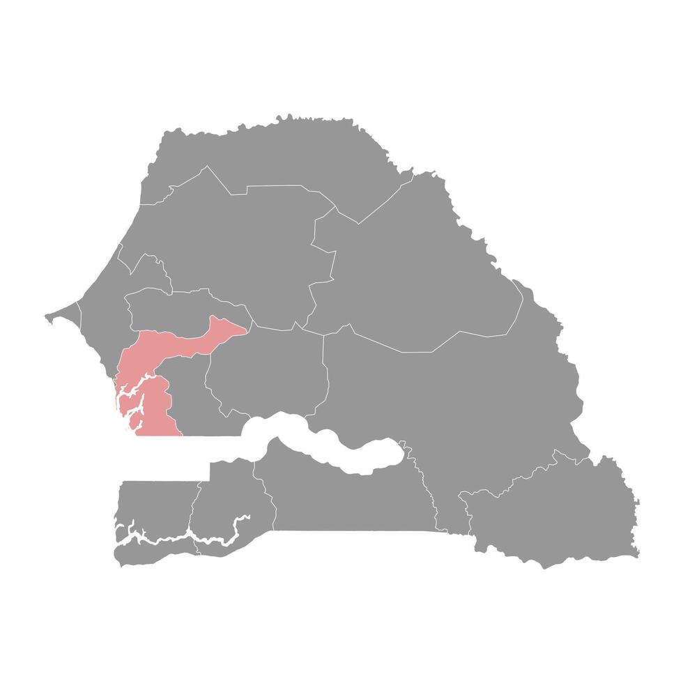 fatick región mapa, administrativo división de Senegal. vector ilustración.