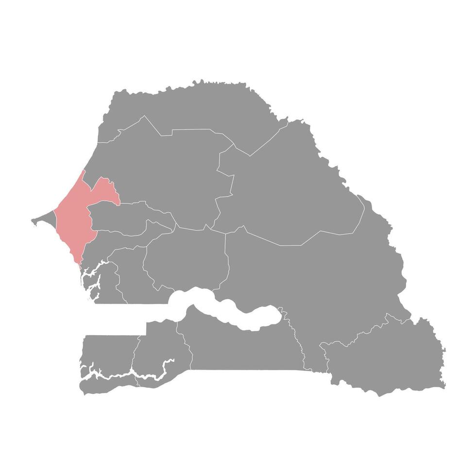 Thies Region map, administrative division of Senegal. Vector illustration.