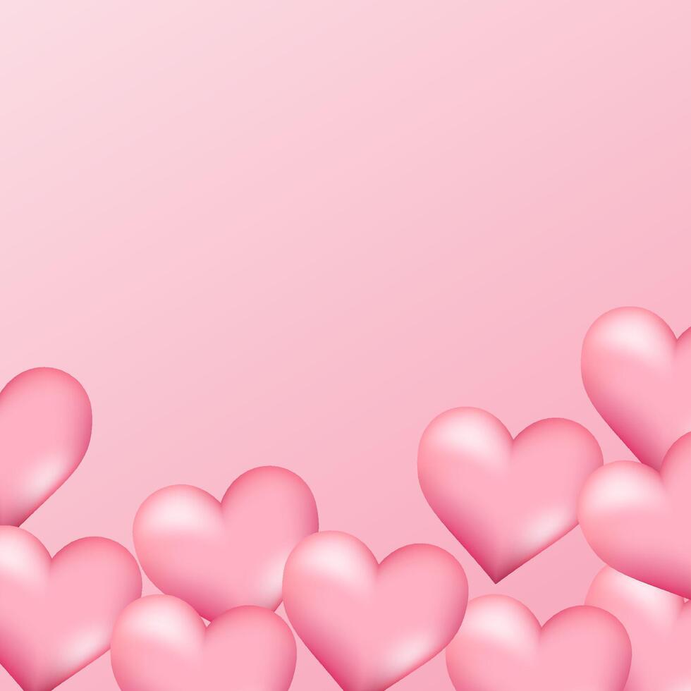 Valentine's day posters set. 3d hearts background with place for text. Romantic sale banners templates, vouchers or invitation cards. Vector illustration.