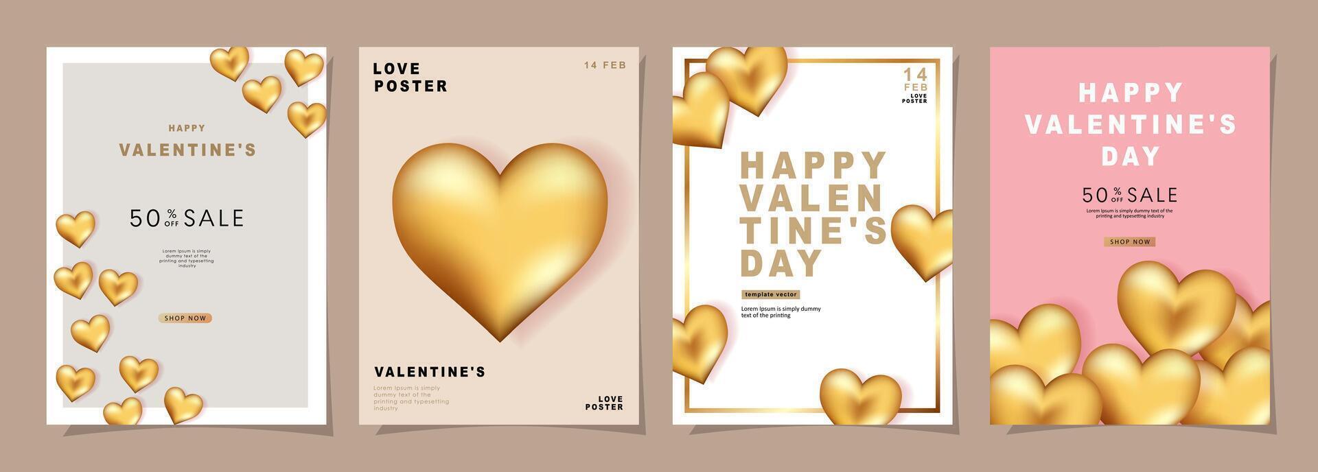 Set of Modern design templates for Valentines day, Love card, banner, poster, cover, invitation. Trendy minimalist aesthetic with gradients and typography, y2k backgrounds. vector illustration.