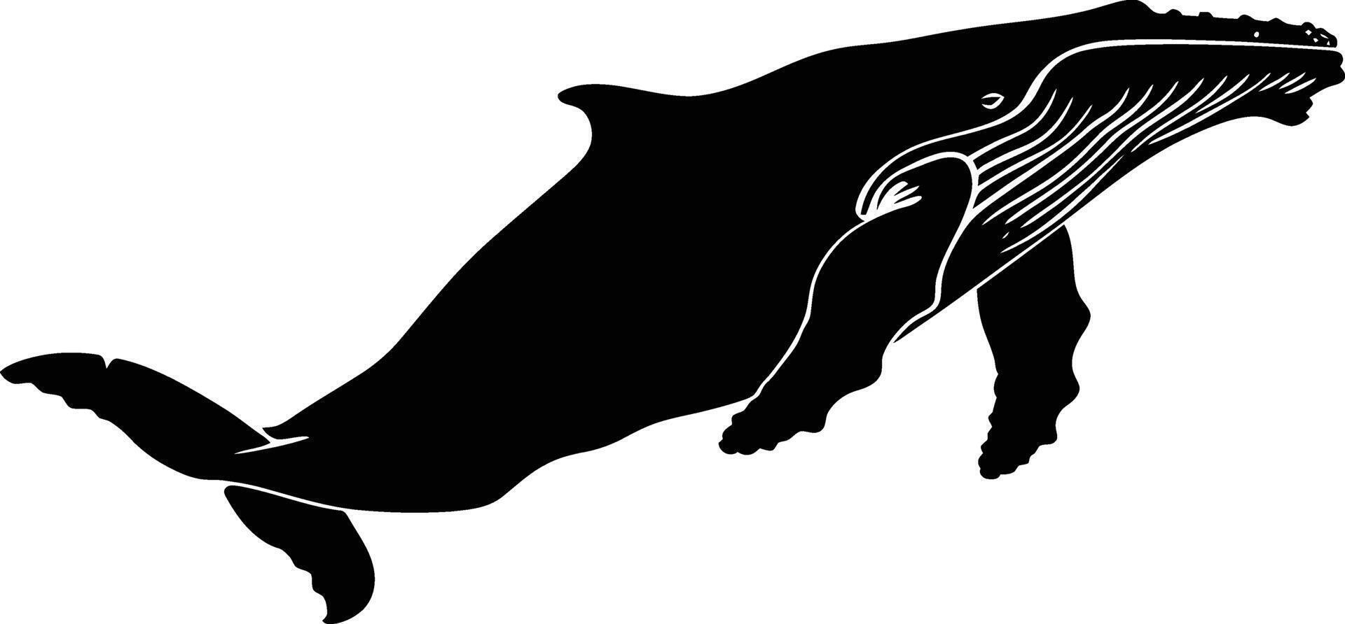 AI generated Silhouette whale black color only full body vector