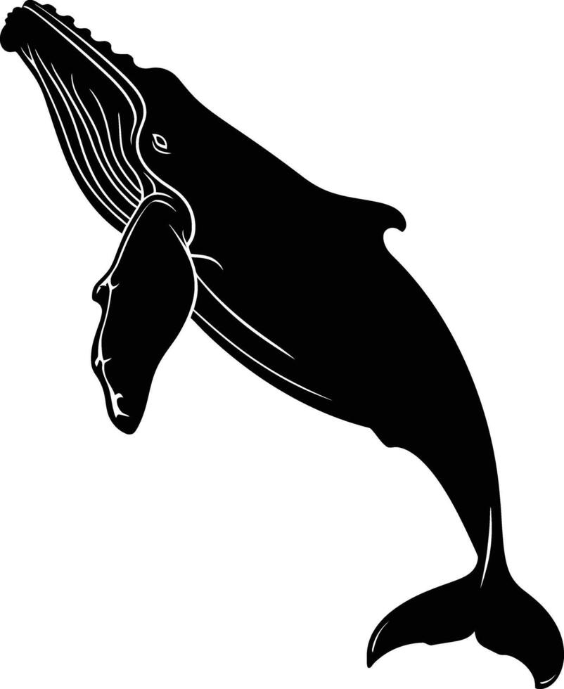AI generated Silhouette whale black color only full body vector