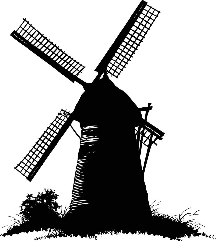 AI generated Silhouette windmill black color only full body vector