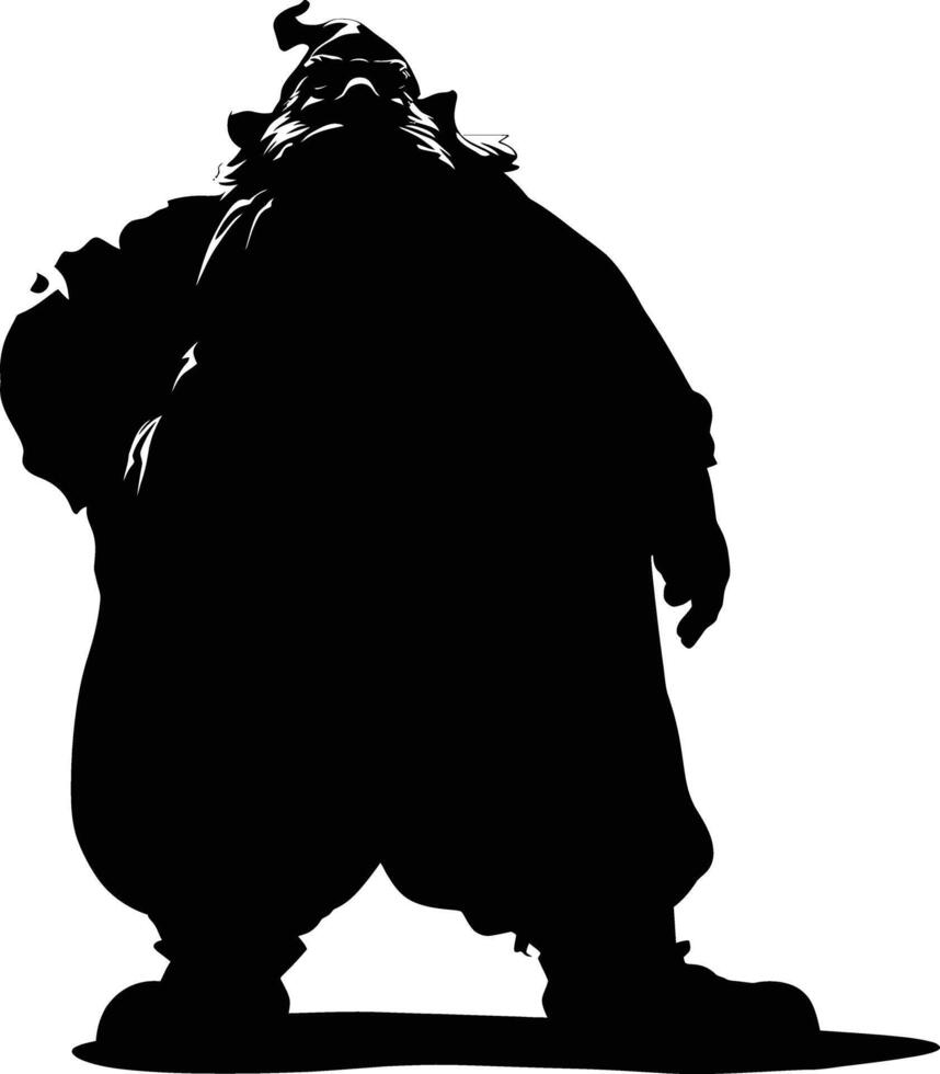 AI generated Silhouette dwarf mythical race from game black color only vector