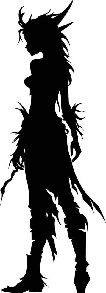 AI generated Silhouette elf or elves mythical race from game black color only vector