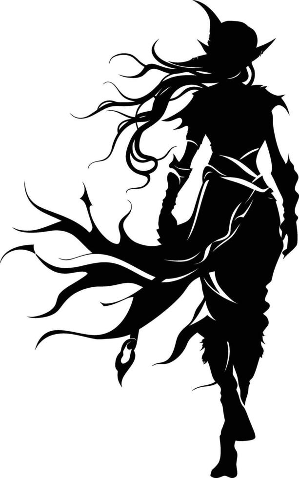 AI generated Silhouette elf or elves mythical race from game black color only vector