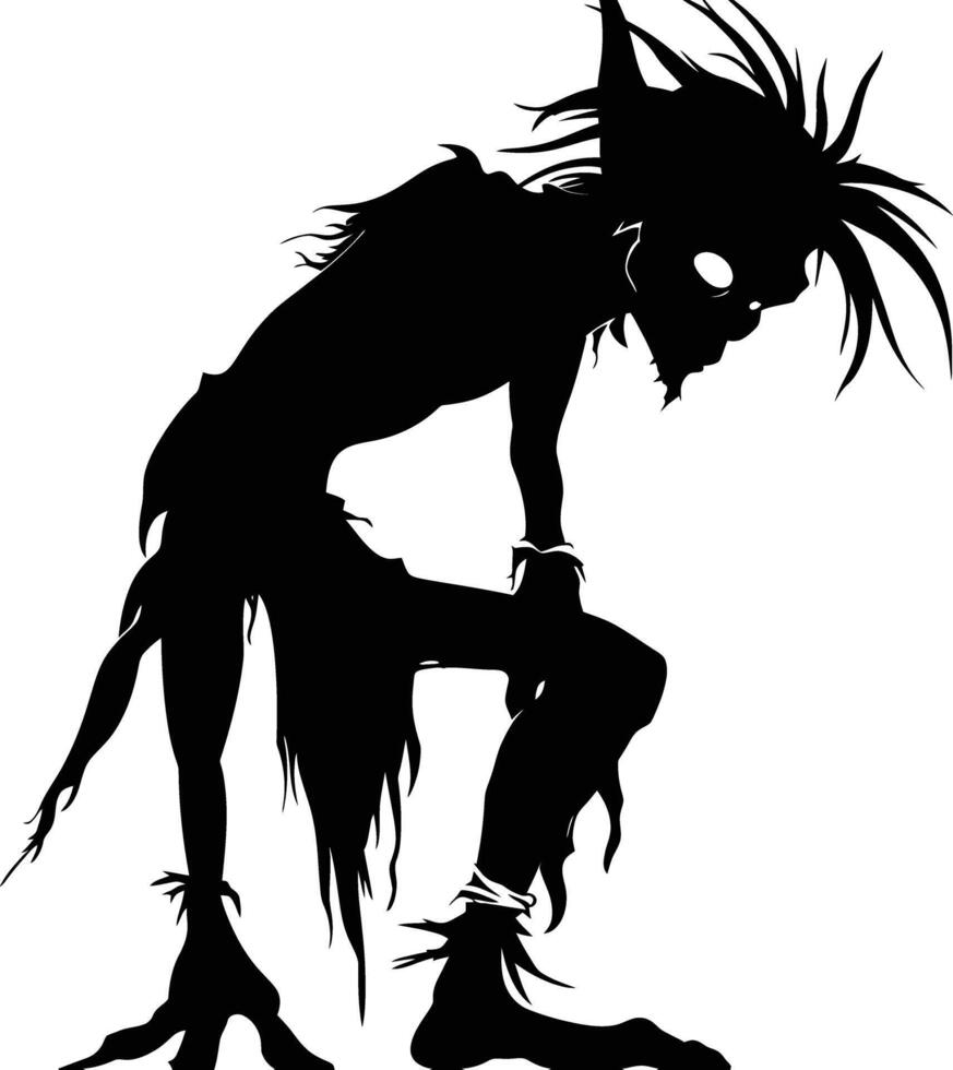 AI generated Silhouette goblin mythical race from game black color only vector