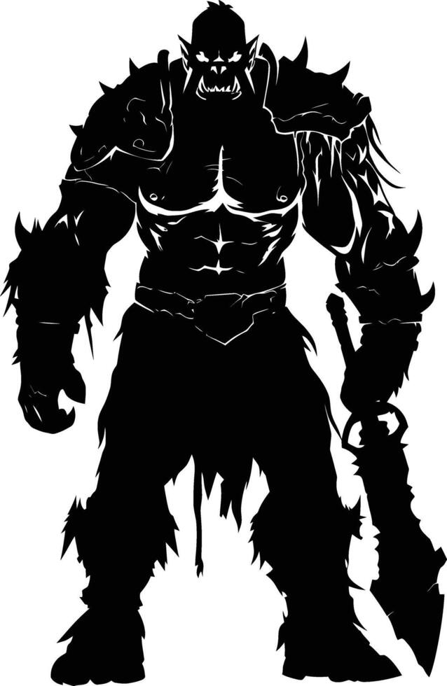 AI generated Silhouette orc mythical race from game black color only vector