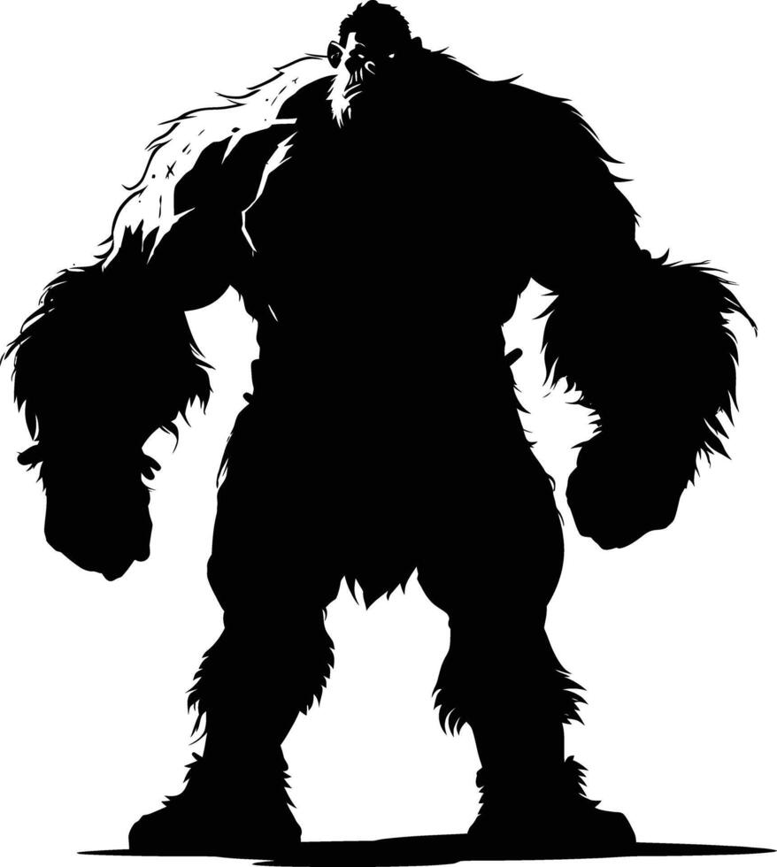 AI generated Silhouette ogre mythical race from game black color only vector