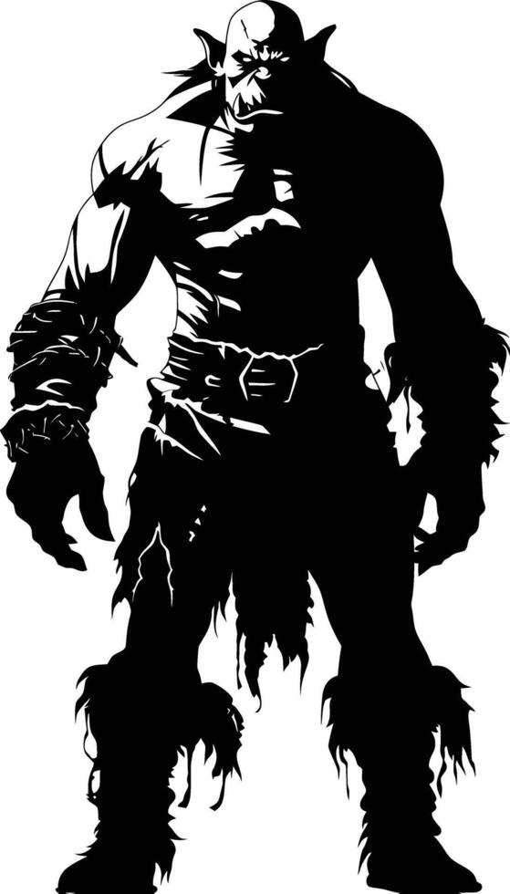 AI generated Silhouette orc mythical race from game black color only vector