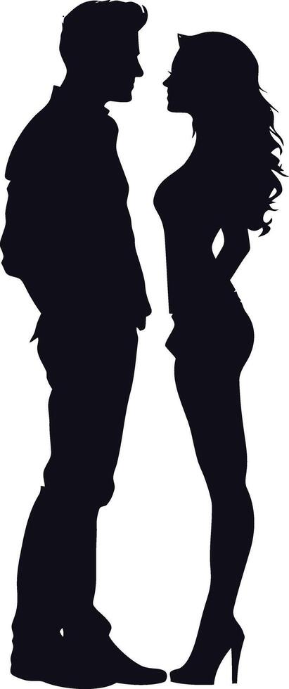 ai generado silueta Pareja de hombre y mujer lleno cuerpo negro color solamente vector