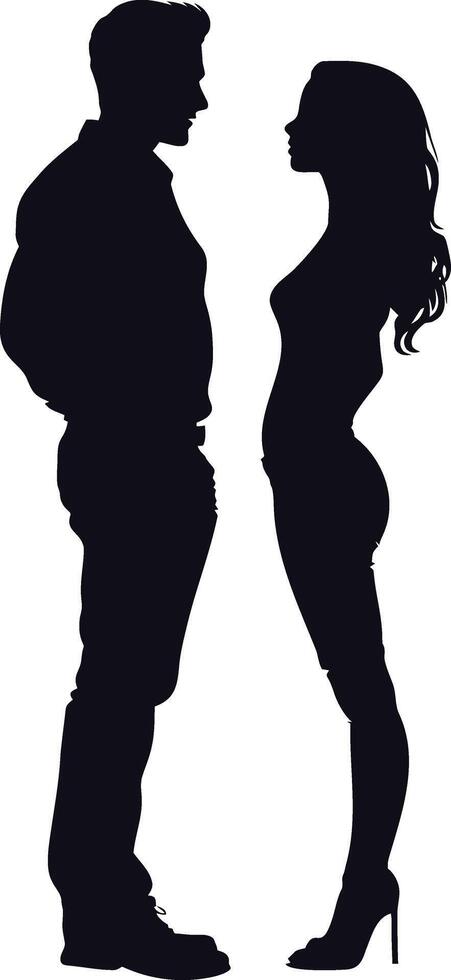 AI generated Silhouette couple of man and women full body black color only vector